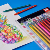 ARTEZA Woodless Watercolor Pencils, 24 Drawing Pencils, Colored Pencils Set for Adults, Art Supplies for Blending and Layering ARTEZA
