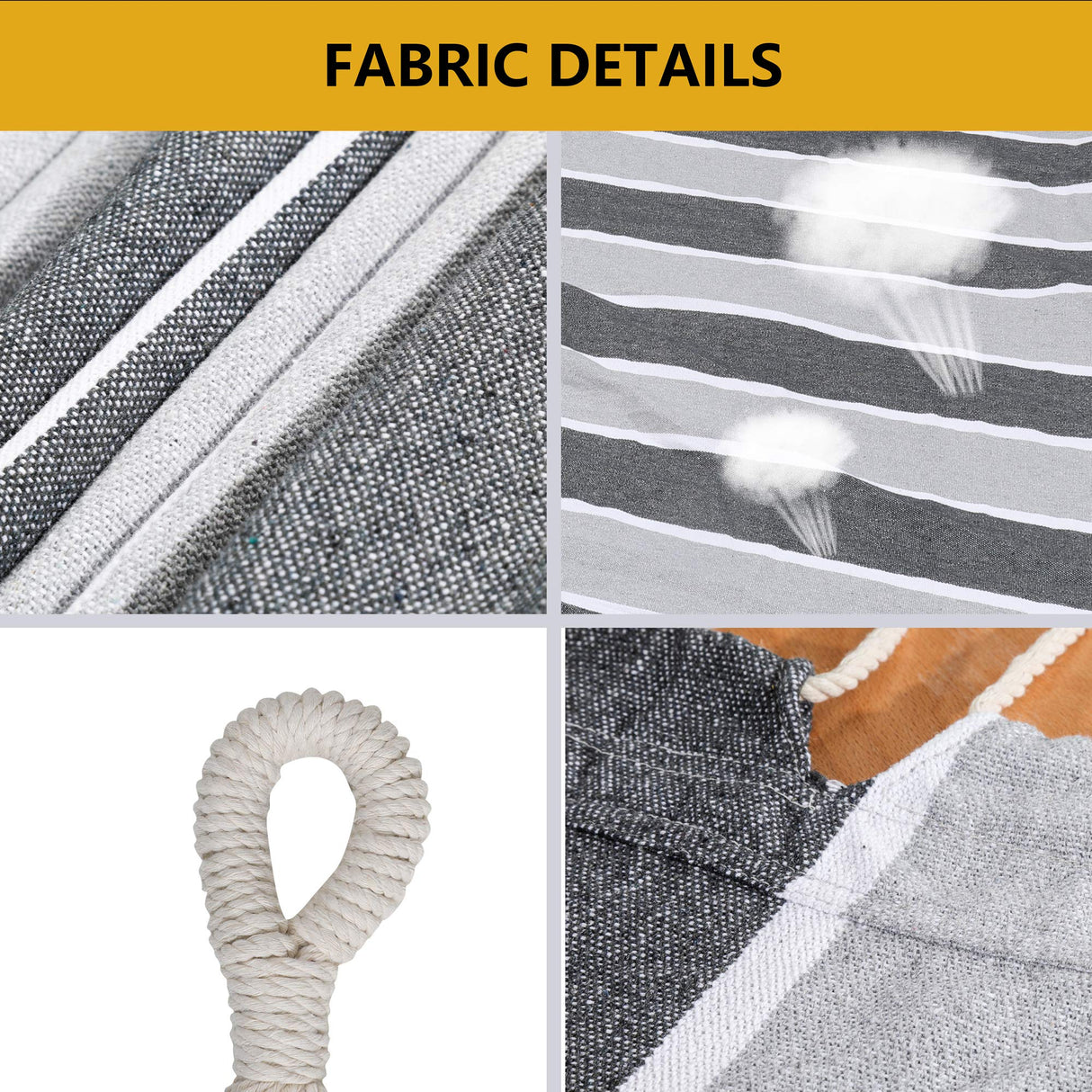 ROOITY Double Hammock Brazilian Hammocks with Portable Carrying Bag,Soft Woven Fabric, Up to 450 Lbs Hanging for Patio,Trees,Garden,Backyard,Porch,Outdoor and Indoor XXX-Large Grey&White Stripe ROOITY