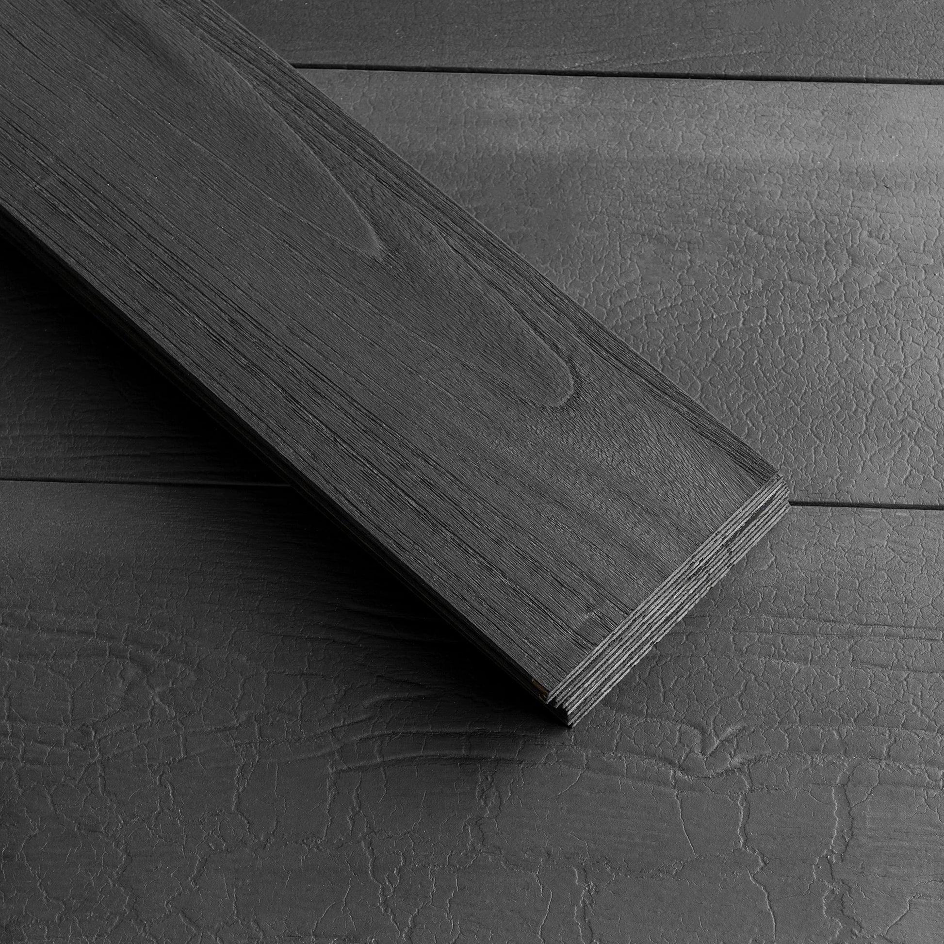 Brosisincorp Peel & Stick Wood Wall Panels - Real Paulownia Wood Shiplap Boards for Accent Walls, DIY Easy to Install - (12.4 Sq Ft, 10Pcs - 5" Wide, Coal Black) - WoodArtSupply