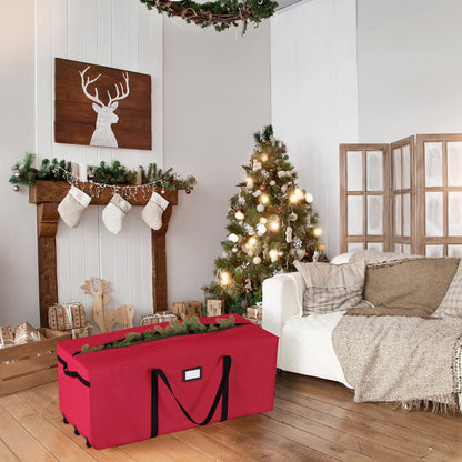 Elf Stor Red Rolling Christmas Tree Storage Bag, (L) 59" x (W) 21.75" x (H) 24.5"