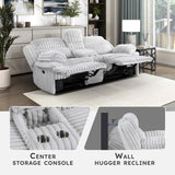 Lexicon Manual Double Reclining Loveseat with Center Console, Corduroy Manual Wall Hugger Recliner Couch, Pillow Top Arms, Cup Holders, Hidden Storage, Cozy Loveseat for Living Room, Gray Lexicon