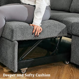 Belffin Modular Sectional Sleeper Sofa with Pull Out Couch, U Shaped Sleeper Pull Out Bed, Convertible Sectional Couches for Living Room, Light Grey Belffin