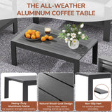 Solaste Outdoor Aluminum Furniture Set,4 Pieces Patio Sectional Chat Sofa Outdoor Conversation Set with Table,Dark Grey Solaste