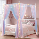 Homkdom Canopy Bed Frame with Storage Headboard, Full Size Bed Frame with 4 Removable Posts, Sturdy Metal Platform with Under-Bed Storage, Dual Purpose Bed Frame, No Box Spring Needed, White Homkdom