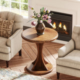 Tribesigns Round End Side Table: Wood Small Sofa Chair Side Table for Living Room, Mid-Century Bedside Nightstand for Bedroom, Accent Table, Easy Assembly, Vintage Brown Tribesigns