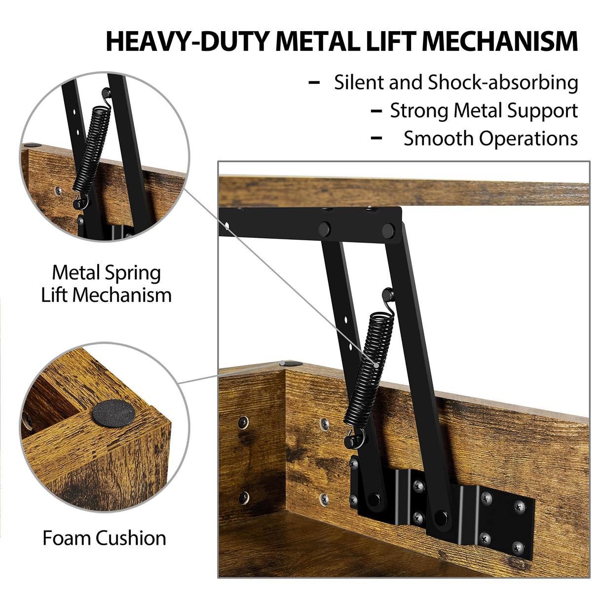 Yaheetech Coffee Table, 47.5in Lift top Coffee Table with Hidden Compartment and Storage Shelf, Lift Tabletop Dining Table for Living Room Reception Room, Rustic Brown Yaheetech