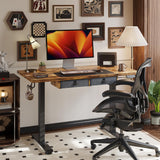 Agilestic Standing Desk with 2 Drawers, Adjustable Height Electric Desk with Storage, 48 x 24 Inches Sit Stand Up Computer Table for Work Office Home, Rustic Brown Agilestic