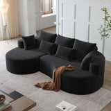 KEIKI 105" L Shaped Corner Couch with Chaise, Upholstered Curved Sectional Sofa, Chenille Sectional Couch for Living Room, Bedroom, Black KEIKI