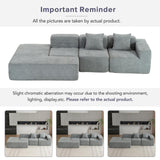 Merax 116.5" Minimalist Cloud Sectional Couch with L-Shape Chaise, Gray Modern Modular Sofa with Deep Seat, Convertible 4 Seat Sleeper Couches Set for Living Room, No Assembly Required, Grey Merax