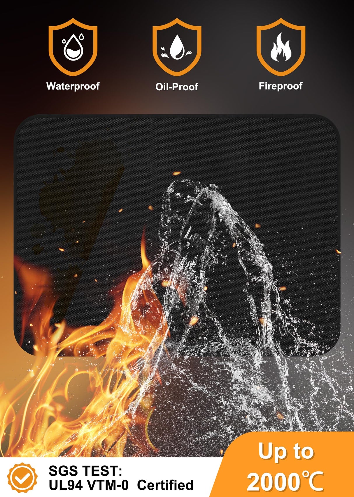 LXLZSH Large 65 x 48 inches Under Grill Mat for Outdoor Grill, Fireproof Grill Mat, Fireplace Hearth Rug, Fire Pit Mat, Oil Proof Waterproof Under Grill Floor Mats BBQ Protector for Decks and Patios LXLZSH