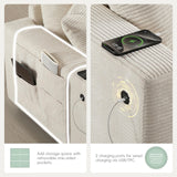 Merax 140'' Oversized Modular Sectional Sofa with Storage Ottoman and Console, Removable Storage Pockets, Cup Holder, Wide Seat, USB Charger, 6 Seat U Shaped Chenille Couch Set for Living Room, Beige Merax