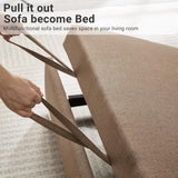 N NOORDENIYA 55.5" Fabric Convertible Sofa Bed, Pull Out Sleeper Sofa Bed, Loveseat Couch with Side Pocket, 3 in 1 Convertible Sleeper Sofa Bed for Living Room, Apartment, Bedroom, RV, Brown N NOORDENIYA