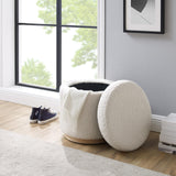 Linon Home Décor Cream Sherpa Round Storage Wooden Base by Linon Lexington Ottoman (AMZN2305) Linon