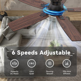 SUNMORY 42" Ceiling Fans with Lights and Remote/APP Control, Low Profile Ceiling Fan with Light, Reversible, Quiet 6 Speeds, Stepless Dimmable, Flush Mount Ceiling fan for Bedroom Indoor/Outdoor Use SUNMORY