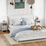 YESHOMY Farmhouse Modern Nightstand with Shelf and Barn Door, Set of 2 for Bedroom, White YESHOMY