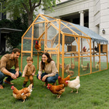 Large Wooden Chicken Coop Run with Waterproof Cover - Heavy-Duty Predator-Proof Poultry House for 10-12 Chickens, Ducks, Rabbits | 110" L x 75.2" W x 72.54" H Playpen | Easy Assembly 110-Inch Sun koery