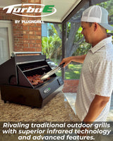 Turbo E Outdoor Electric Grill by PLUGNGRILL - High-Power 1700W Infrared Grill Technology - 24-Inch Smart BBQ Grill with Probe & Digital Display for Precise Cooking & Searing PLUGNGRILL