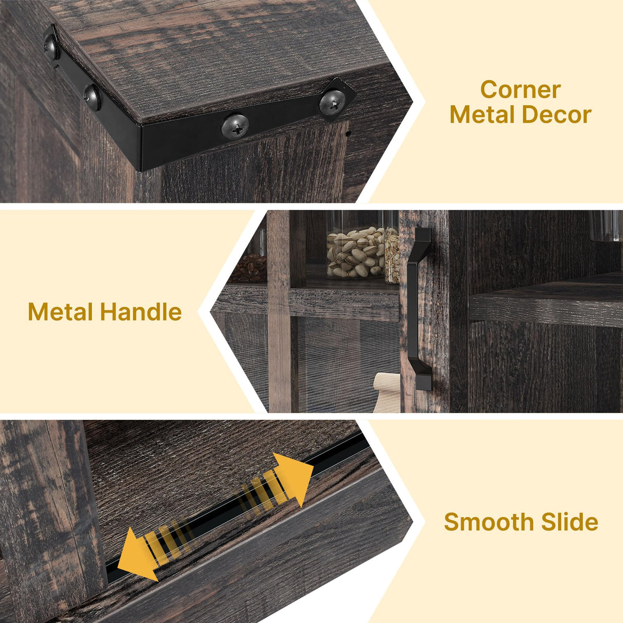 DWVO Farmhouse Coffee Bar Cabinet, 32” Sideboard Buffet Cabinet with Drawer & Adjustable Storage Shelves, Storage Cabinet with Sliding Barn Door for Kitchen and Living Room, Dark Rustic Oak DWVO