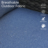 HOOOWOOO Patio Outdoor Conversation Set with Fire Pit Table,9 Piece Modern Outside Furniture with Swivel Rocking Chairs,PE Wicker Out Door Furniture Sofa and Ottoman Set(Denim Blue) HOOOWOOO