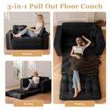 YOSHOOT Loveseat Sleeper Sofa,55" Convertible Sofa Bed Couch Futon Couches for Living Room,3-in-1 Pull Out Floor Couch with Backrest and Pillows, Black YOSHOOT