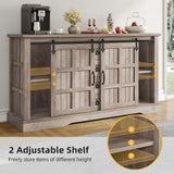 DWVO Farmhouse Sideboard Buffet Cabinet with Storage, Large Kitchen Cabinet w/Sliding Barn Doors and 4 Drawers, for Dining Room, Wash Grey DWVO