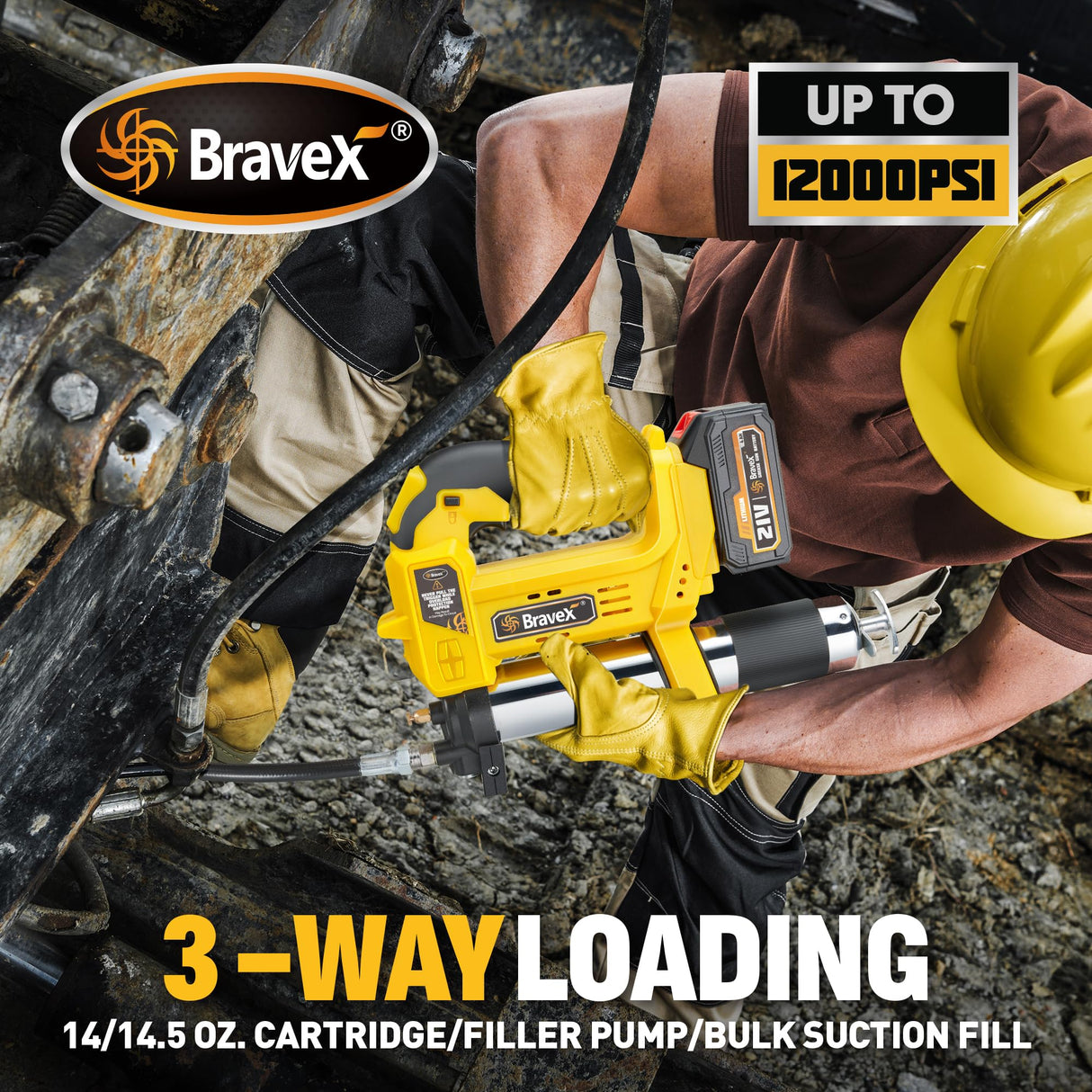 STEINBRÜCKE Grease Gun - Grease Gun Battery Powered with 40” Long Hose, 12,000 PSI Cordless Grease Gun, Electric Grease Gun 21V Tools STEINBRÜCKE