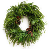 24 Inch Real Touch Norfolk Pine Wreaths for Front Door, Soomeir Artificial Christmas Wreath Green Faux Pine Wreath for Wall Windows Mantle Outdoor Christmas Decoration Soomeir