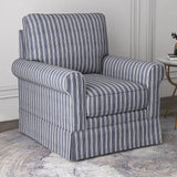 INZOY Swivel Accent Chair Set of 2, Mid Century Modern Reading Chair, Upholstered Swivel Square Chair for Living Room Bedroom Small Spaces, Fully Assembled, Blue Stripe INZOY