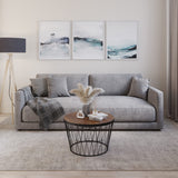 Lavish Home Mid-Century Round Coffee Table with Geometric Metal Base-Small Modern Accent for Living Room, 23.5", Brown Walnut & Black Lavish Home