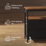 Huuger LED TV Stand for Bedroom, 47 Inch Dresser with Power Outlets, Entertainment Center for 55, 50, 43 Inch TV, 6 Drawer Dresser for Bedroom, Chest of Drawers with Shlef, PU Leather, Rustic Brown Huuger
