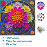 Bgraamiens Puzzle- Colorful Mandala Puzzle for Adults 1000 Pieces,Beautiful Floral in Water Drops Jigsaw Puzzle,Art Puzzle for Mandala Lovers Bgraamiens
