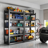 78"H Storage Shelves Metal Shelving Unit and Storage 5 Tier Utility Rack Shelf Organizer Adjustable Shelves for Garage, Basement, Pantry, Commercial, Warehouse, Industrial, Black(35.4"Wx12"Dx77.5"H) PRESTELION