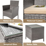 Devoko 3 Pieces Patio Furniture Sets Clearance PE Rattan Wicker Chairs with Table Outdoor Garden Porch Furniture Sets (Light Grey) Devoko