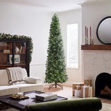 National Tree Company Pre-Lit 'Feel Real' Artificial Slim Downswept Christmas Tree, Green, Douglas Fir, Dual Color LED Lights, Includes PowerConnect and Stand, 9 feet National Tree Company
