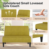 Changjie Furniture Small Loveseat Sofa Upholstered Mini Couch for Small Spaces 2-Seater Sofa Couch with Wooden Legs for Bedroom Living Room (Green) Changjie Furniture