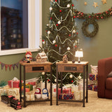 Fixwal Nightstands Set of 2 with Charging Station, End Tables with U-S-B Ports and Power Outlets, Narrow Bedside Table Set of 2 for Living Room, Farmhouse, Sofa Couch (Rustic Brown) Fixwal