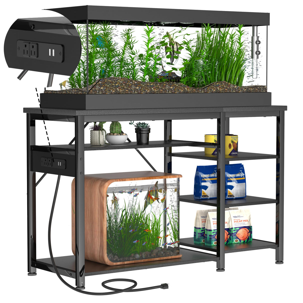 30-40 Gallon Aquarium Stand: Heavy Duty With Power Outlets and Cabinet for Tank Accessories Storage - Metal Frame, 1000LBS Capacity, Suitable for Fish & Reptile Terrariums Keelian