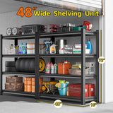 SUPPNEED Adjustable Garage Shelving Heavy Duty 2000LBS Loads, 48”W Large Shelving Units and Storage,48”W×16”D×72”W Garage Storage Shelves,4-Tier Shelving Unit for Warehouses,Kitchen(Black) SUPPNEED