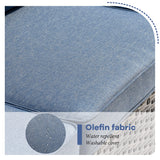 HOOOWOOO 13 Piece Patio Sectional Furniture Set with Fire Pit Table,Modern Wicker Outdoor Conversation Sofa Sets,All Weather Modular L Shaped Outside Couch Swivel Chair Set(Denime Blue) HOOOWOOO