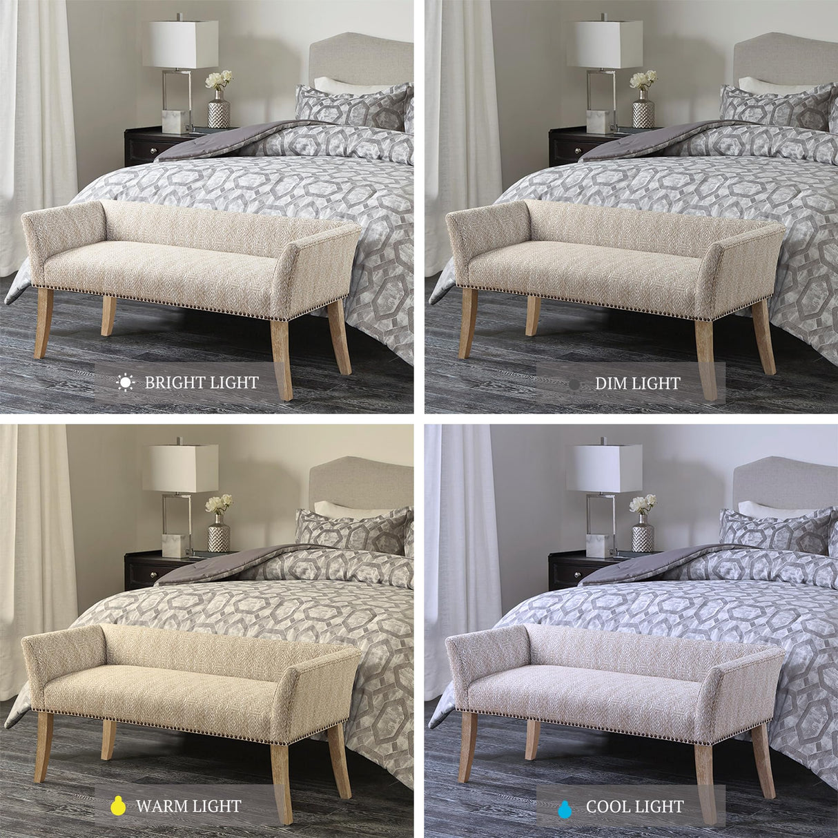 Madison Park Accent Bench for Living Room, Upholstered with Nailhead Trim, & Padded Seat Entryway Bench Small, Bedroom Furniture, End of Bed Bench with Back, 49.5" W x 19.25" D x 23" H, Taupe Multi Madison Park