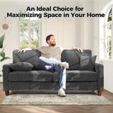 Kidirect 70in Corduroy Couch, Sofas for Living Room No Tool Assembly, Comfy Couches for Living Room 21in Deep Seats, Oversized Loveseat Sofa with 2 Pillows, 3 Seater Couch for Bedroom, Grey Sofa Kidirect