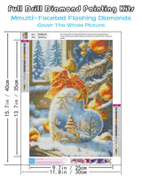 KINPLUB Christmas Diamond Art Kits for Adults Beginners, Christmas Winter Love Heart Diamond Painting Kits for Adults, DIY Full Drill Round Gem Art Dots for Home Wall Decor 12x16 Inch KINPLUB