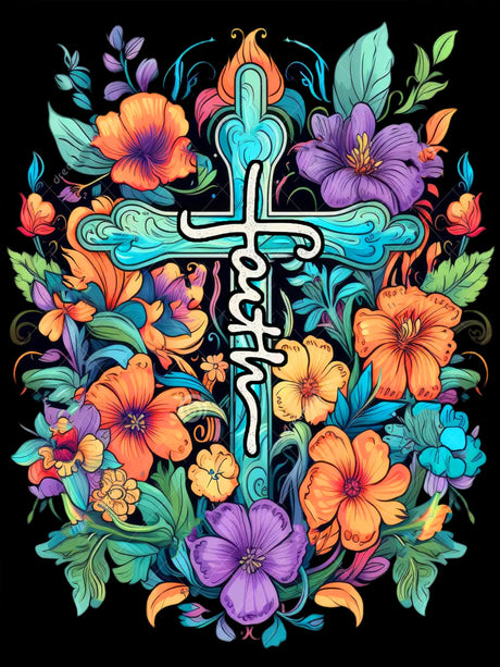 Cross Flowers Diamond Painting Kits for Adults Beginners - Christ Crosses Diamond Art Kits for Adults, Full Drill DIY 5D Diamond Painting Flowers Gem Art Crafts Kits for Home Wall Decor 12x16 inch Meothan