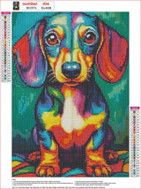 MXJSUA Dachshund Dog DIY Diamond Painting by Number Kits for Adults, Sausage Dog 5D Round Drill Diamond Gem Art Painting Picture Arts Kits Craft for Home Wall Decor 12x16 Inch MXJSUA