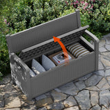 GULAIMOAO 80 Gallon Outdoor Storage Box, Resin Patio Furniture with Armrest, Lockable Deck Box with Waterproof and UV Resistant for Patio Cushions, Garden Tools and Pool Supplies, Grey GULAIMOAO