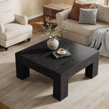 Tribesigns Farmhouse Square Coffee Table for Living Room, 39.37-Inch Low Large Center Tea Accent Table with Sturdy Legs, Easy Assembly (Black) Tribesigns