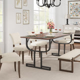 GarveeHome Farmhouse Dining Table for 6 People, 70.8-Inch Rectangular Rustic Kitchen Wood, Dining Table Table with Heavy Duty Metal Legs for Dining Room GarveeHome