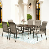 SUNSHINE VALLEY 7 Piece Patio Dining Sets for 6, Outdoor Table and Chairs Set with Patio Dining Table(1.61-2" Hole) and 6 High Back Textilene Patio Dining Chairs, Outdoor Dining Sets for Deck Backyard SUNSHINE VALLEY