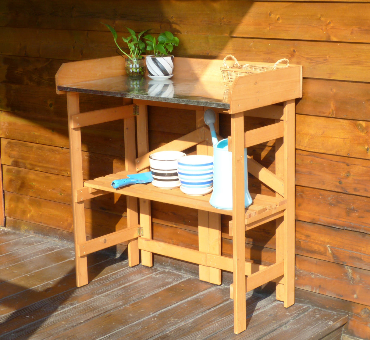 Merry Garden Folding Utility Table & Potting Bench, Natural Stained Merry Garden