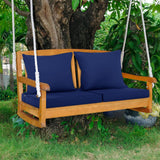 Comcaver Outdoor Chair Cushions 24x24 Inch, Waterproof Fade Resistant Deep Seat and Backrest Cushion Set for Patio Furniture, Navy, 1 Set Comcaver